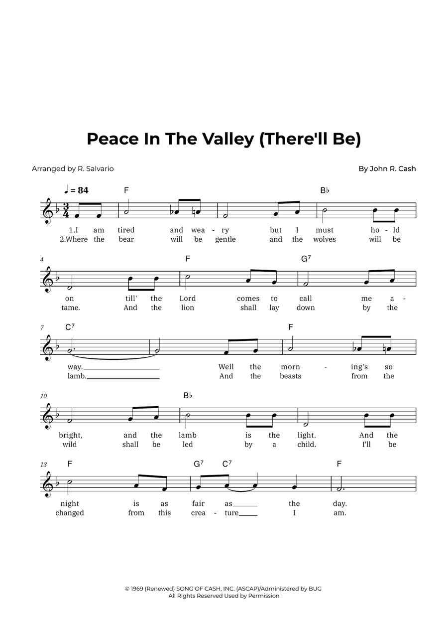 Peace In The Valley (There'll Be) Piano scores gallery preview page 1