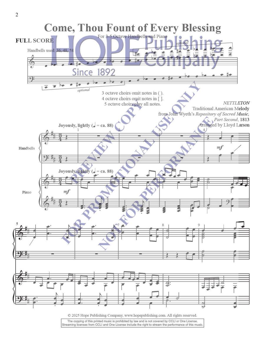 Come, Thou Fount of Every Blessing Score scores gallery preview page 2
