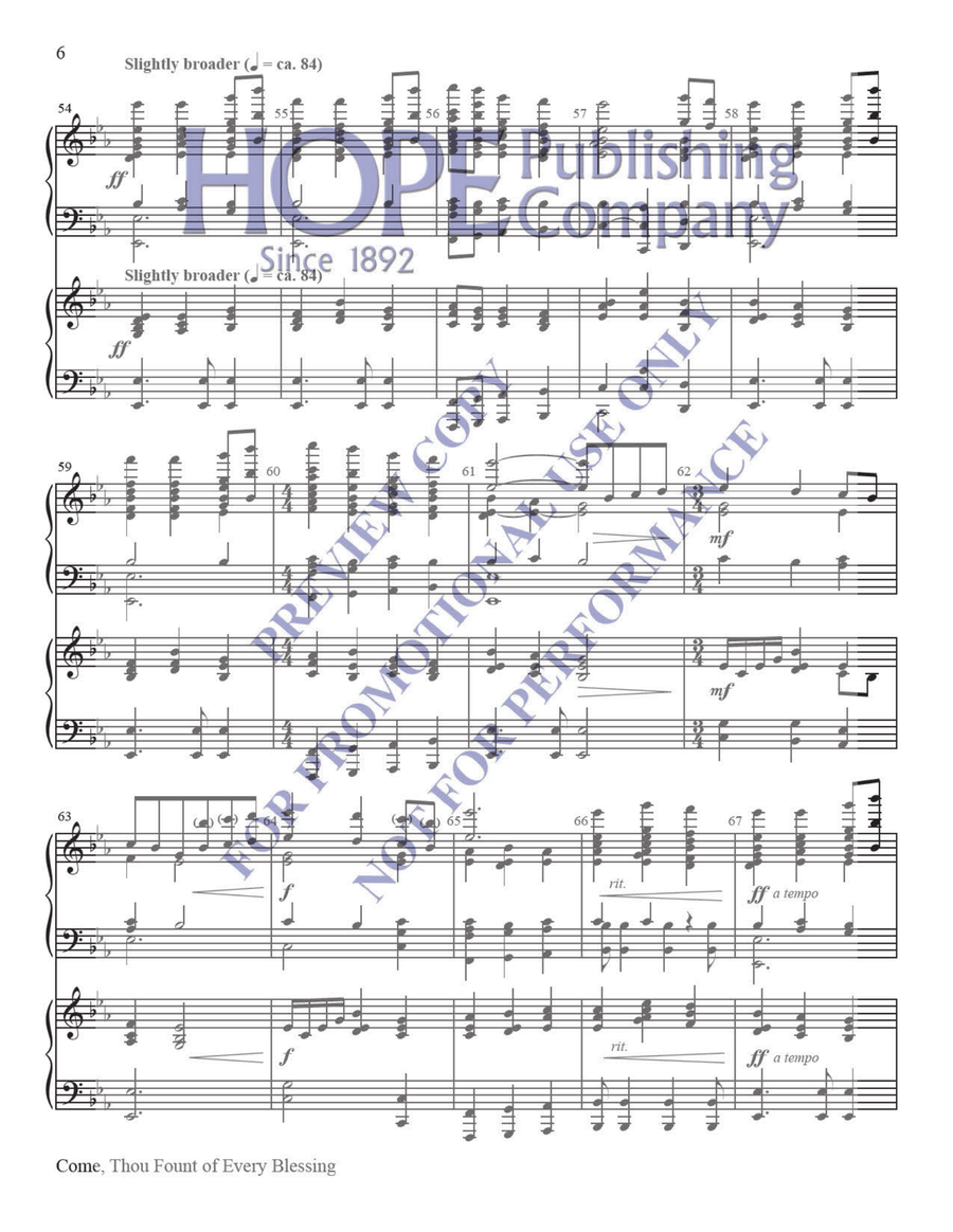 Come, Thou Fount of Every Blessing Score scores gallery preview page 6