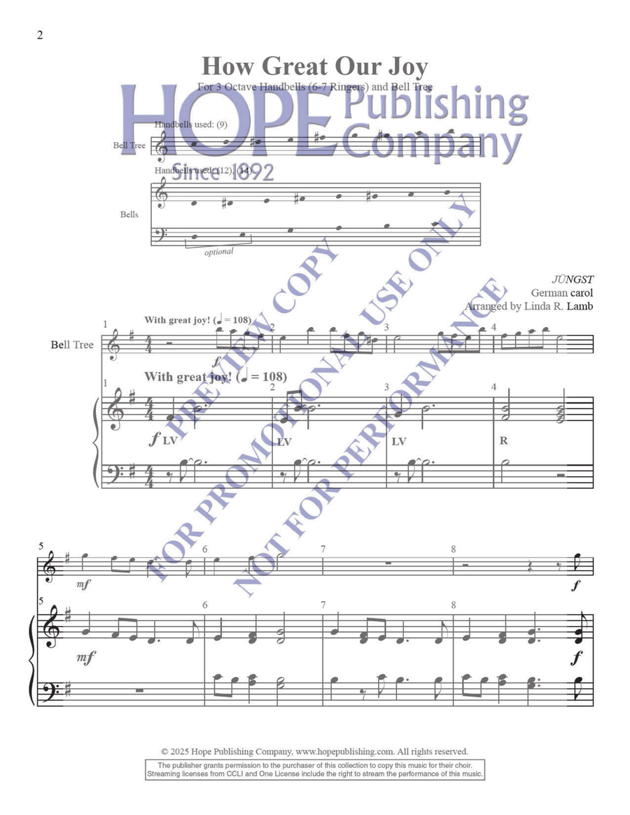 Ring with Less Plus Bell Tree Handbell Choir scores gallery preview page 4