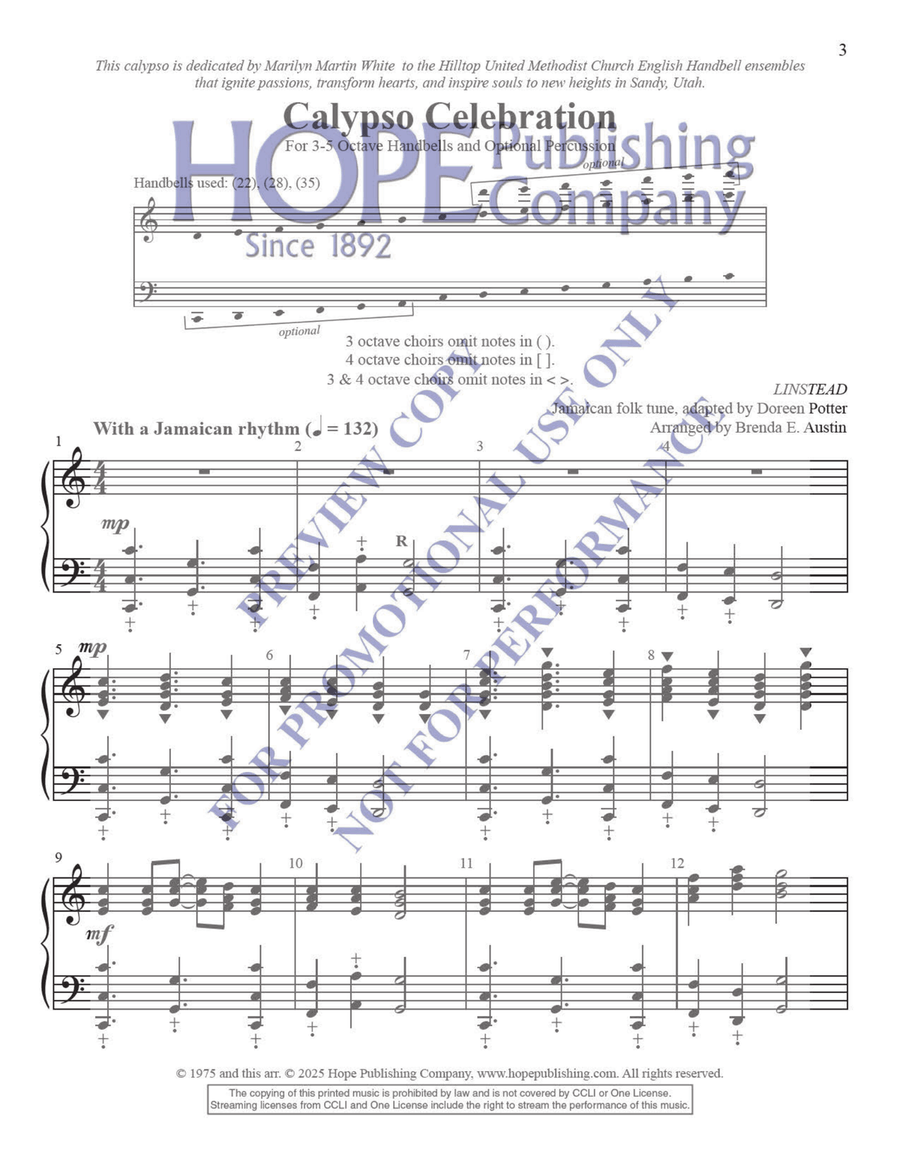 Calypso Celebration Calypso Celebration Handbell Choir scores gallery preview page 2