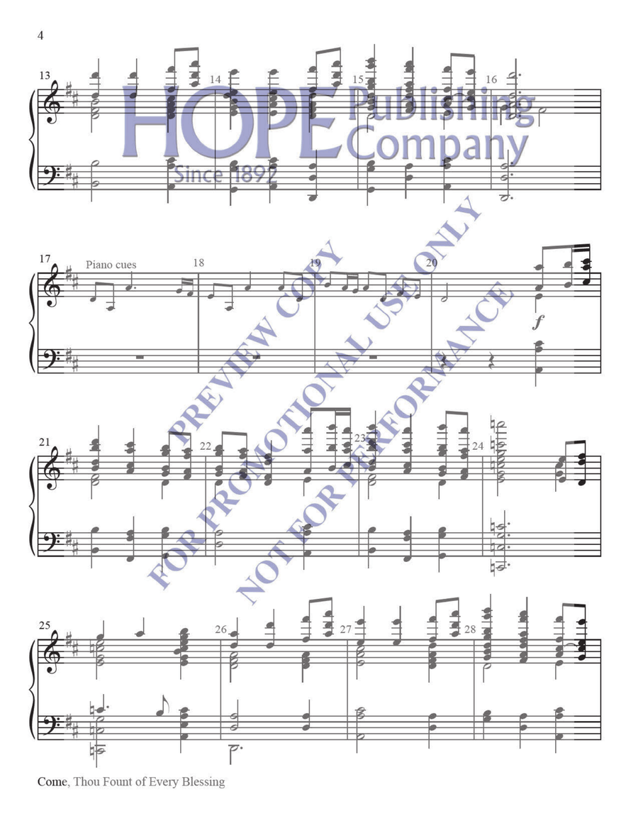 Come, Thou Fount of Every Blessing Handbell Choir scores gallery preview page 3