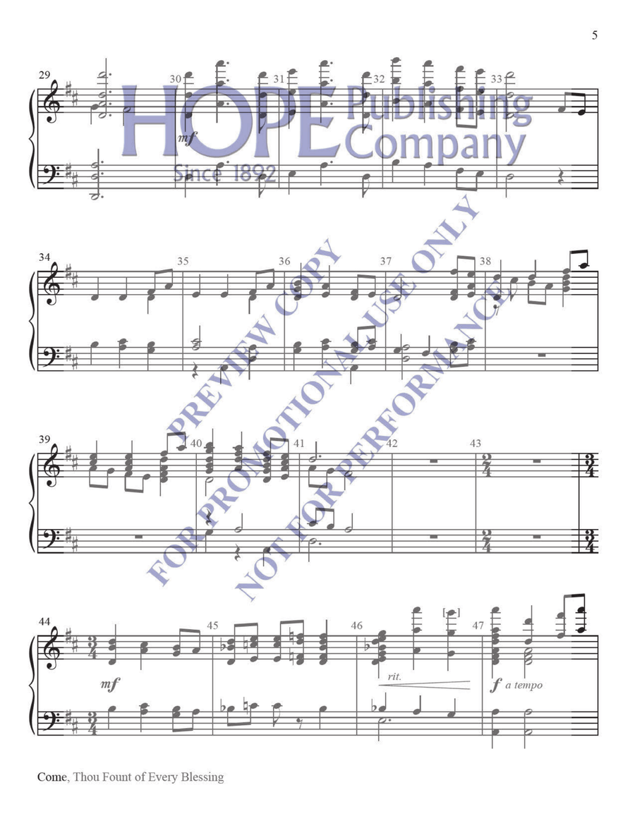 Come, Thou Fount of Every Blessing Handbell Choir scores gallery preview page 4
