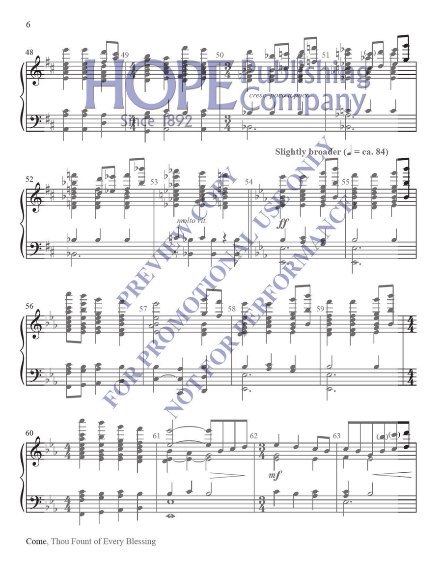 Come, Thou Fount of Every Blessing Handbell Choir scores gallery preview page 5