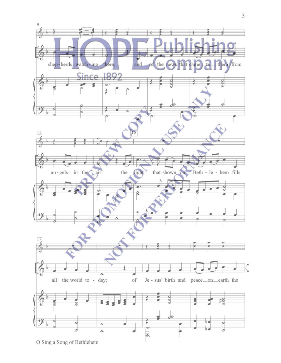 O Sing a Song of Bethlehem 4-Part scores gallery preview page 3