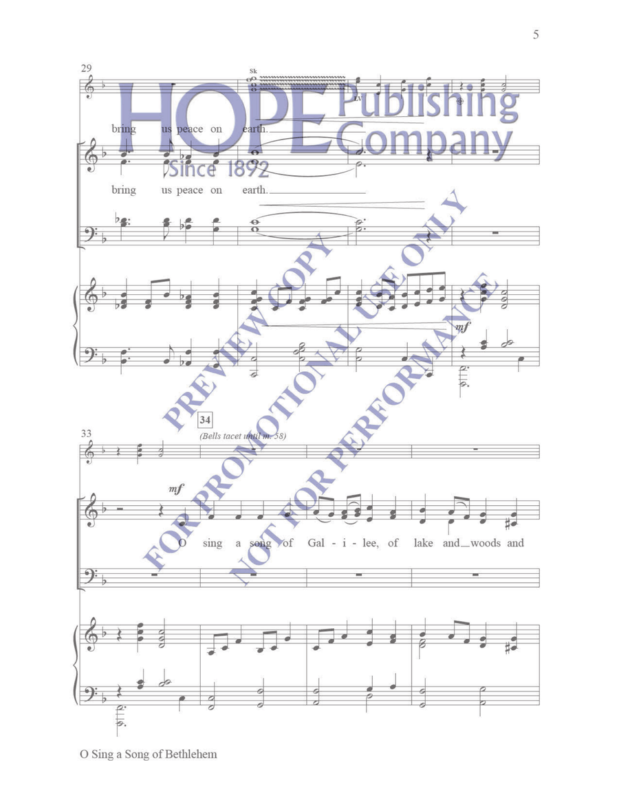 O Sing a Song of Bethlehem 4-Part scores gallery preview page 5