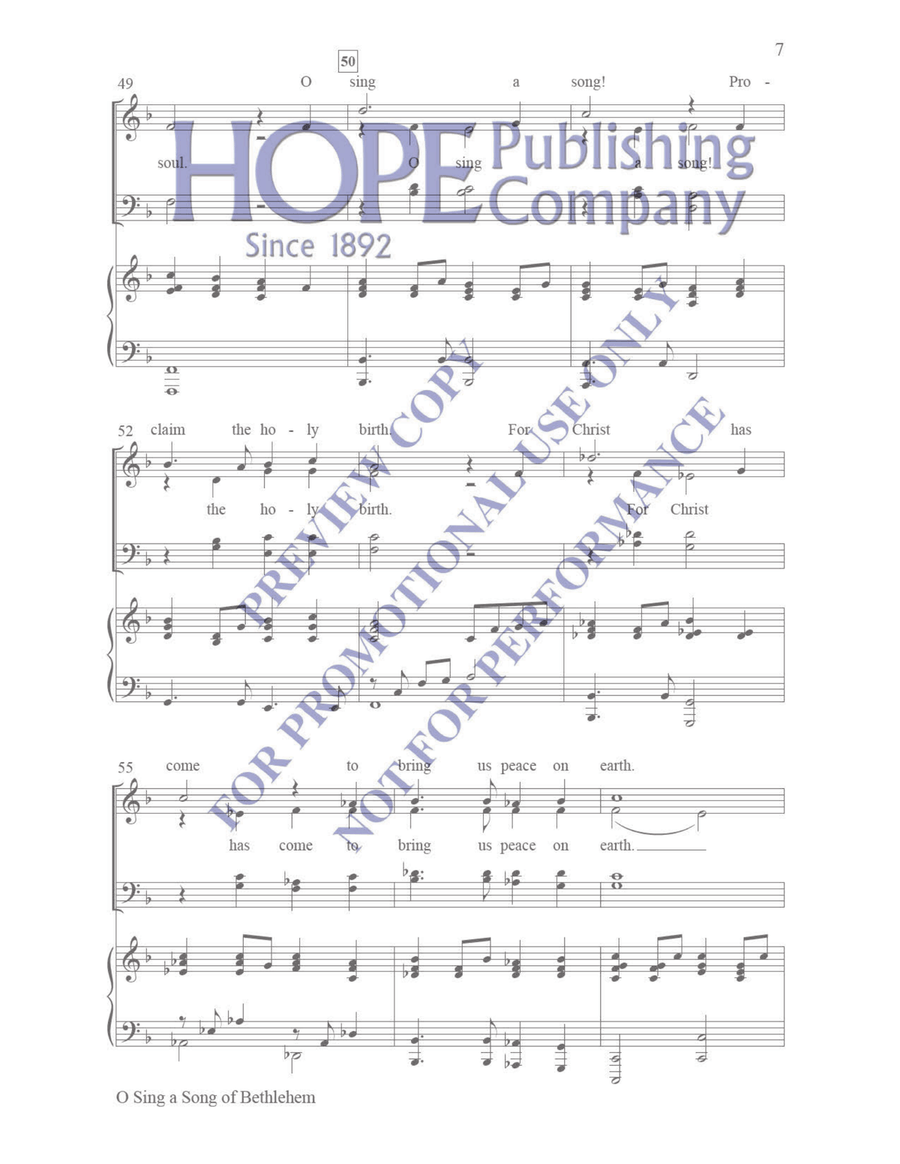 O Sing a Song of Bethlehem 4-Part scores gallery preview page 7