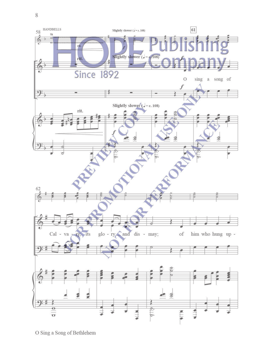 O Sing a Song of Bethlehem 4-Part scores gallery preview page 8
