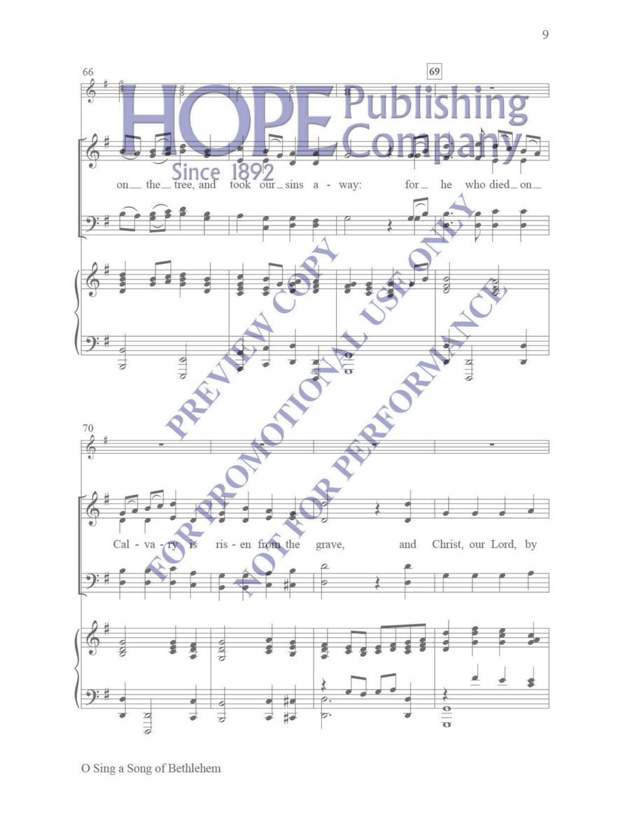 O Sing a Song of Bethlehem 4-Part scores gallery preview page 9