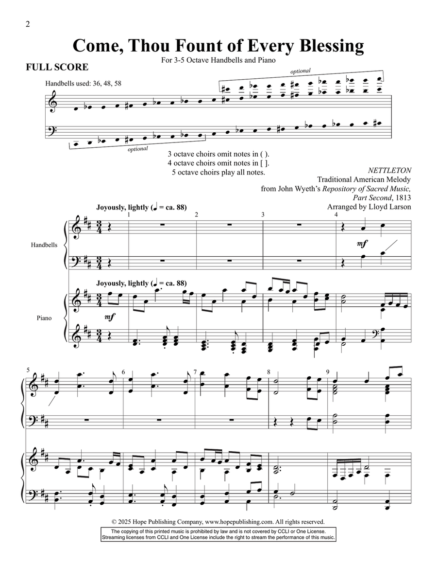 Come, Thou Fount of Every Blessing Score scores gallery preview page 2