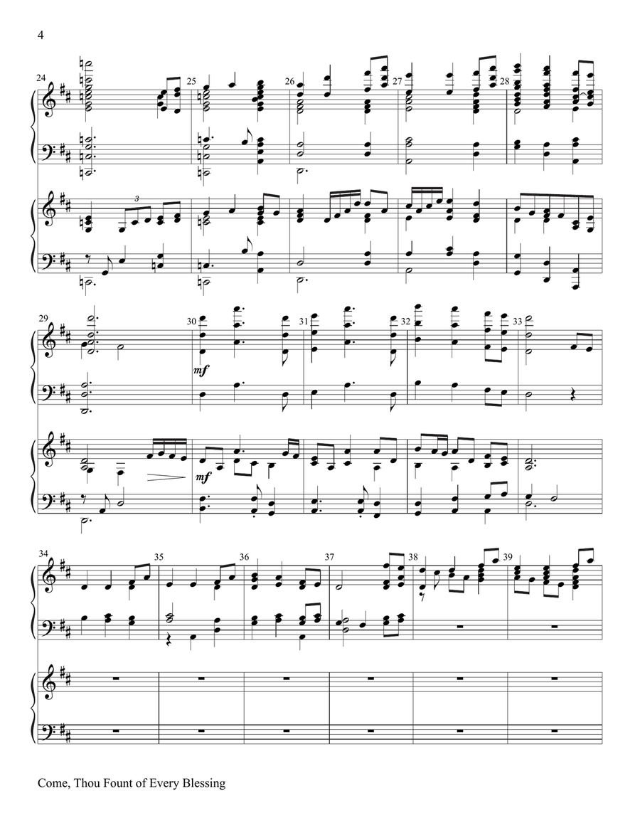 Come, Thou Fount of Every Blessing Score scores gallery preview page 4