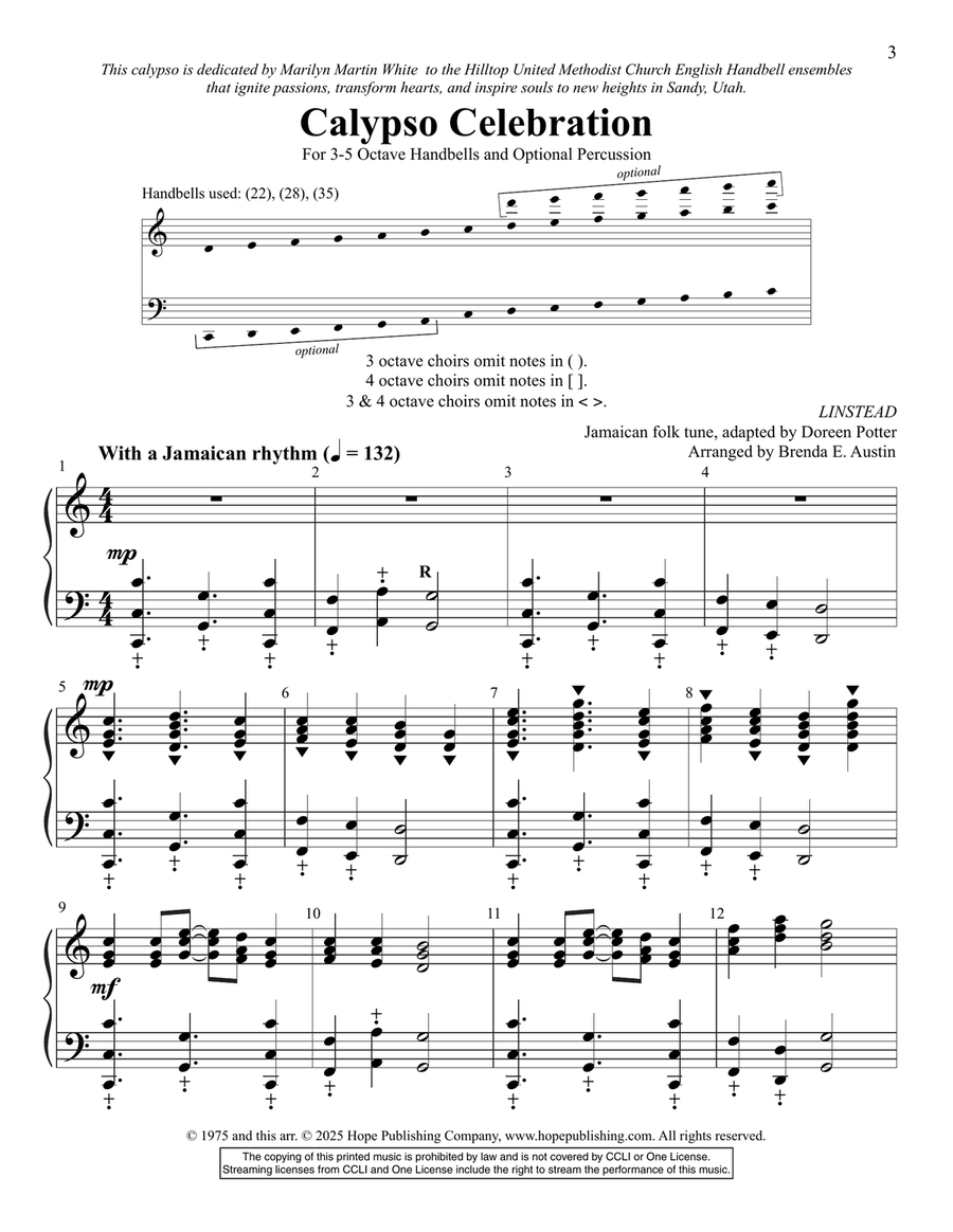 Calypso Celebration Calypso Celebration Handbell Choir scores gallery preview page 3