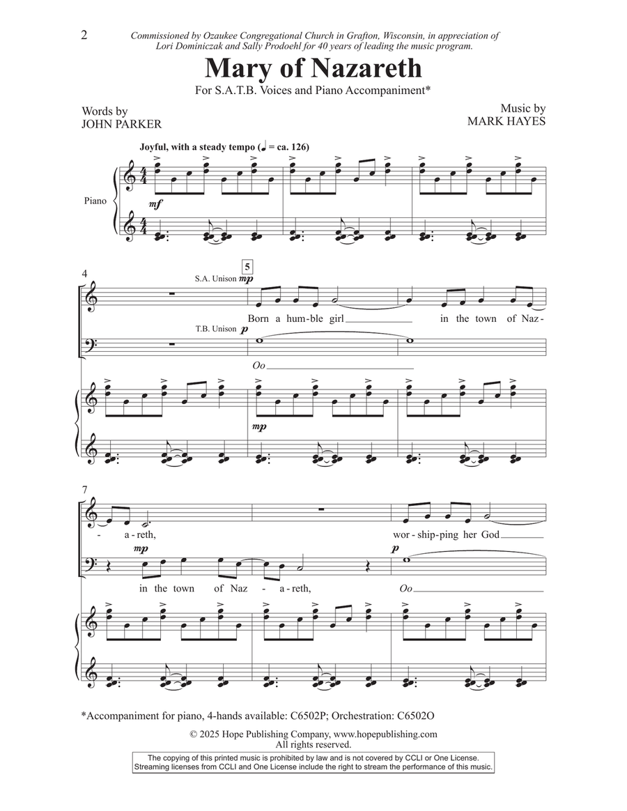 Mary of Nazareth Mary of Nazareth 4-Part scores gallery preview page 2