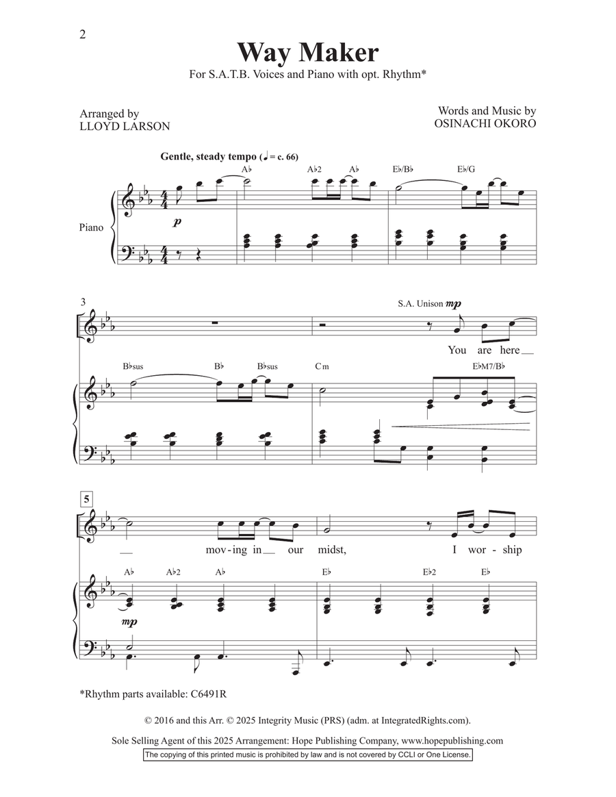 Way Maker Way Maker 4-Part scores gallery preview page 2