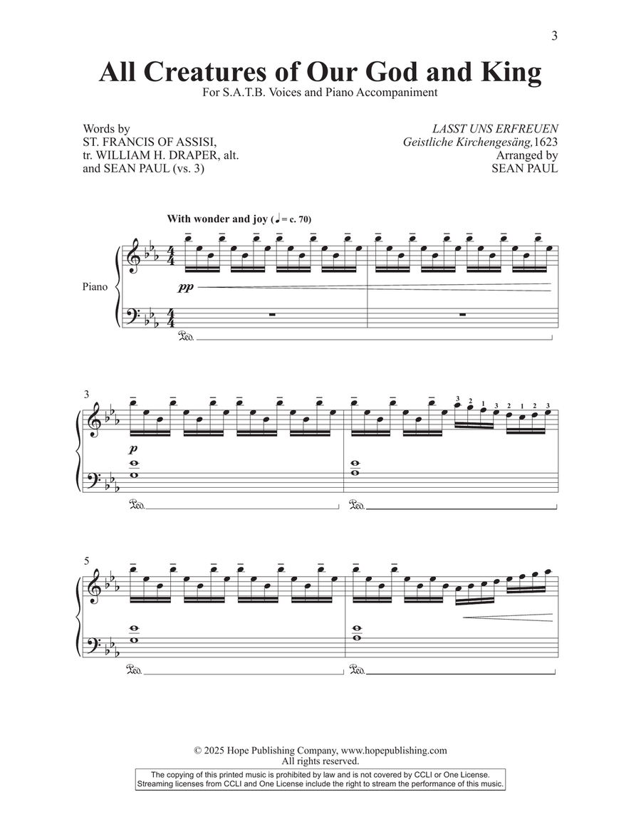 All Creatures of Our God and King 4-Part scores gallery preview page 3