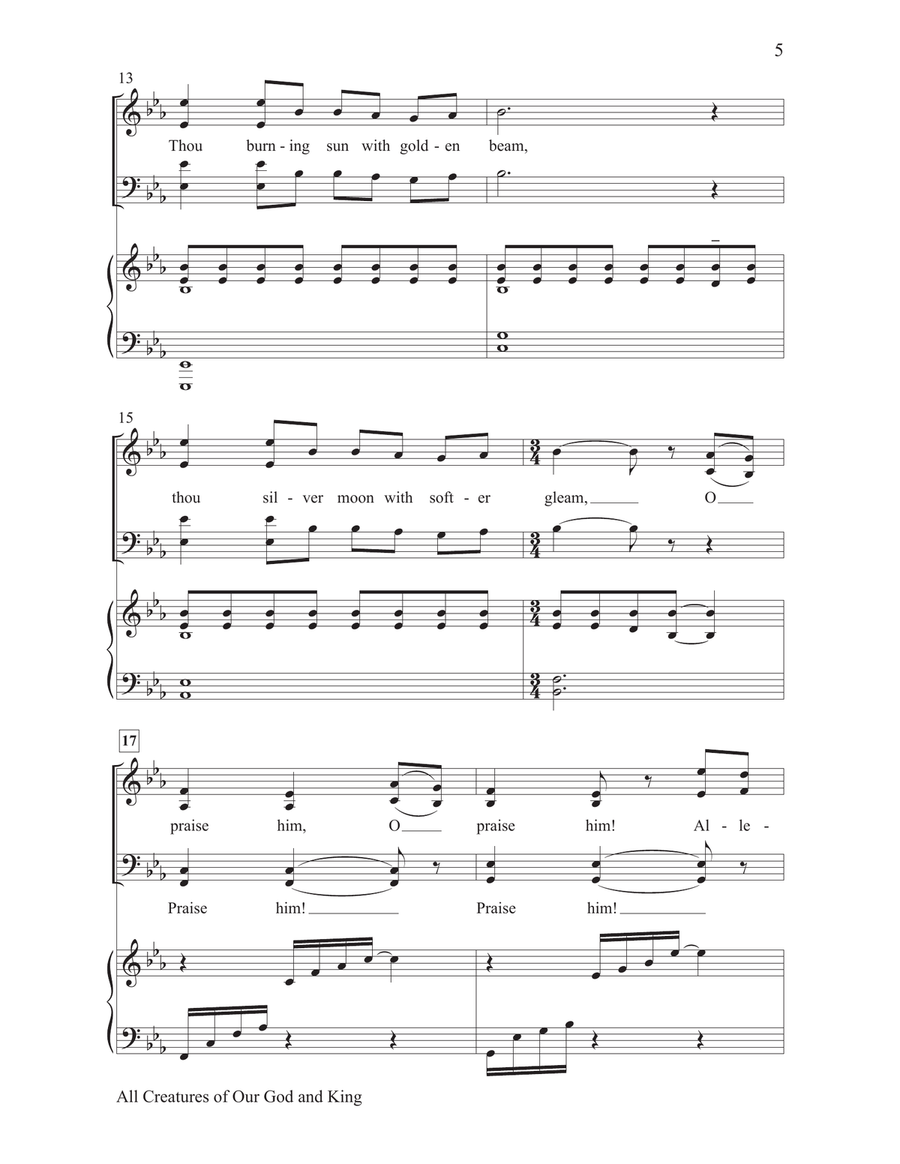 All Creatures of Our God and King 4-Part scores gallery preview page 5