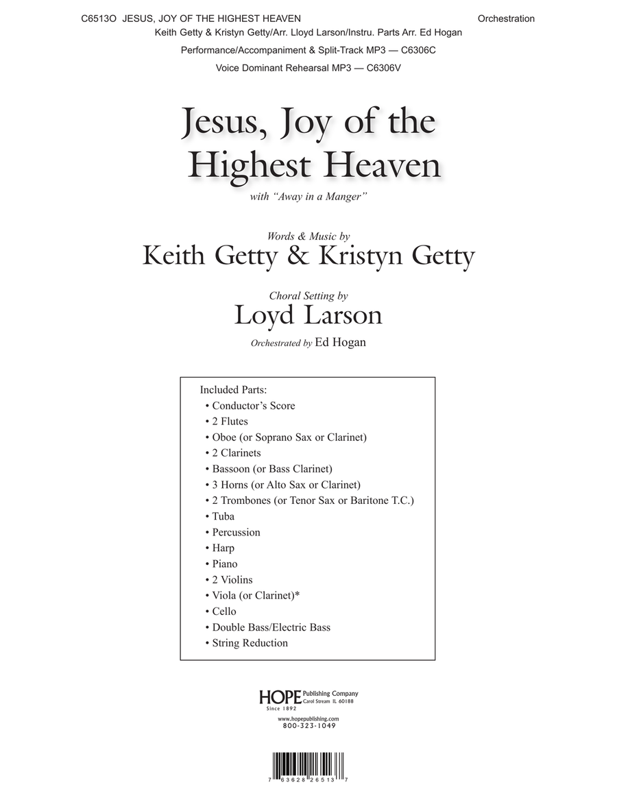 Jesus, Joy of the Highest Heaven with Away in a Manger Choir scores gallery preview page 1