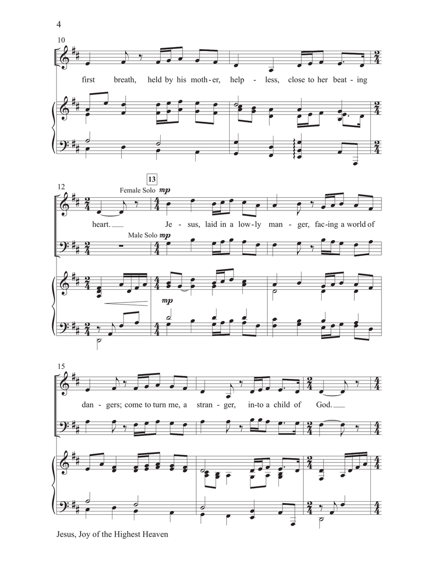 Jesus, Joy of the Highest Heaven with Away in a Manger 4-Part scores gallery preview page 4