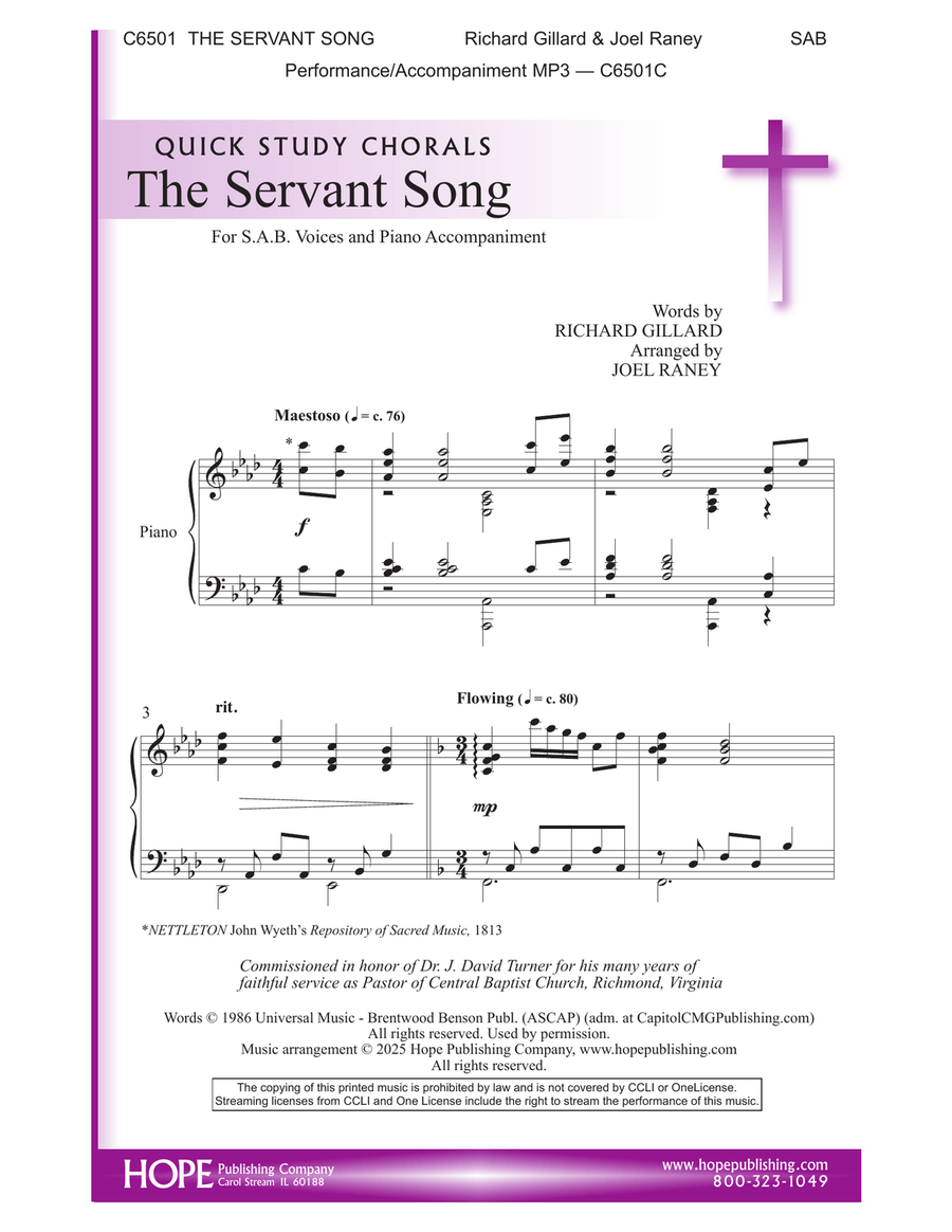 The Servant Song The Servant Song 3-Part scores gallery preview page 1