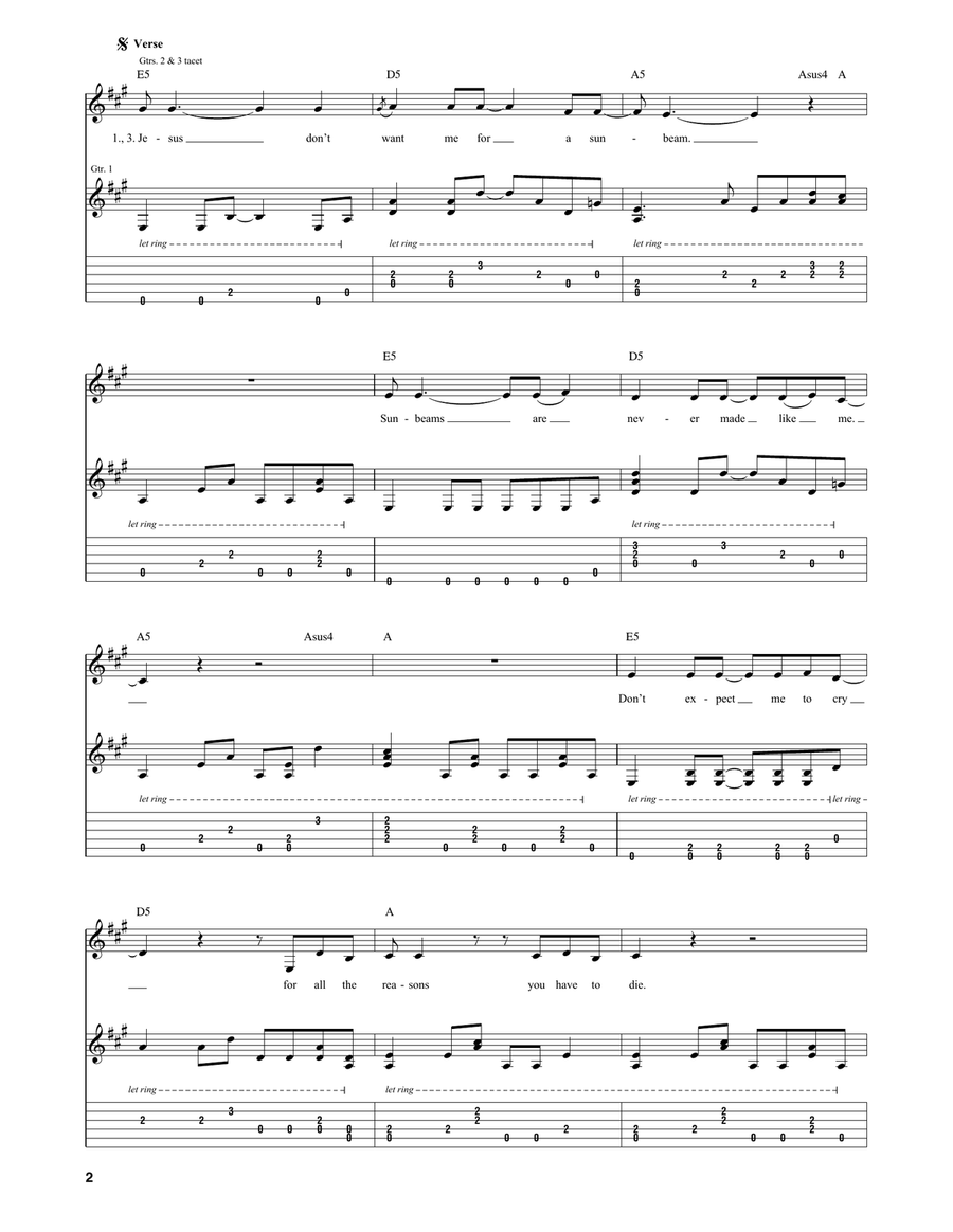 Jesus Doesn't Want Me For A Sunbeam Acoustic Guitar scores gallery preview page 2