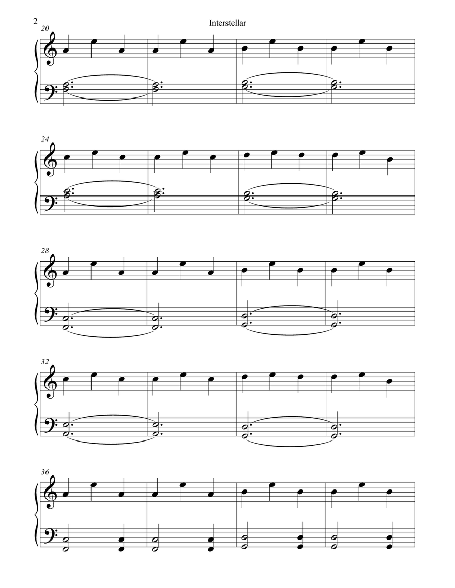 Interstellar Interstellar Easy Piano scores gallery preview page 2