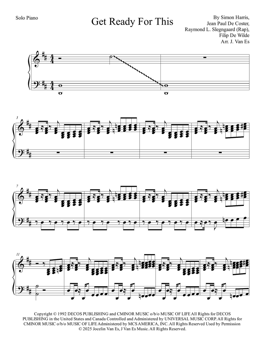Get Ready For This Get Ready For This Piano Solo scores gallery preview page 1