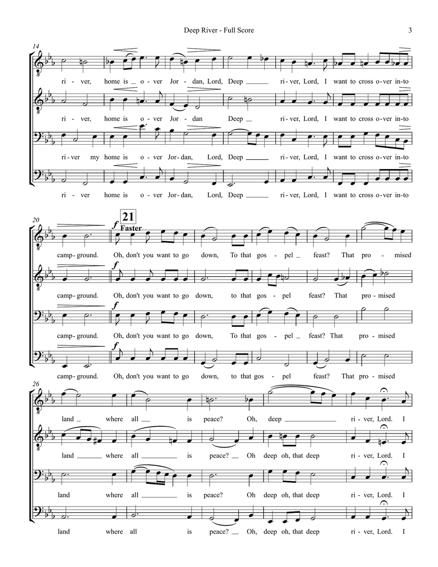 Deep River - TTBB Choir Deep River - TTBB Choir TTBB scores gallery preview page 3