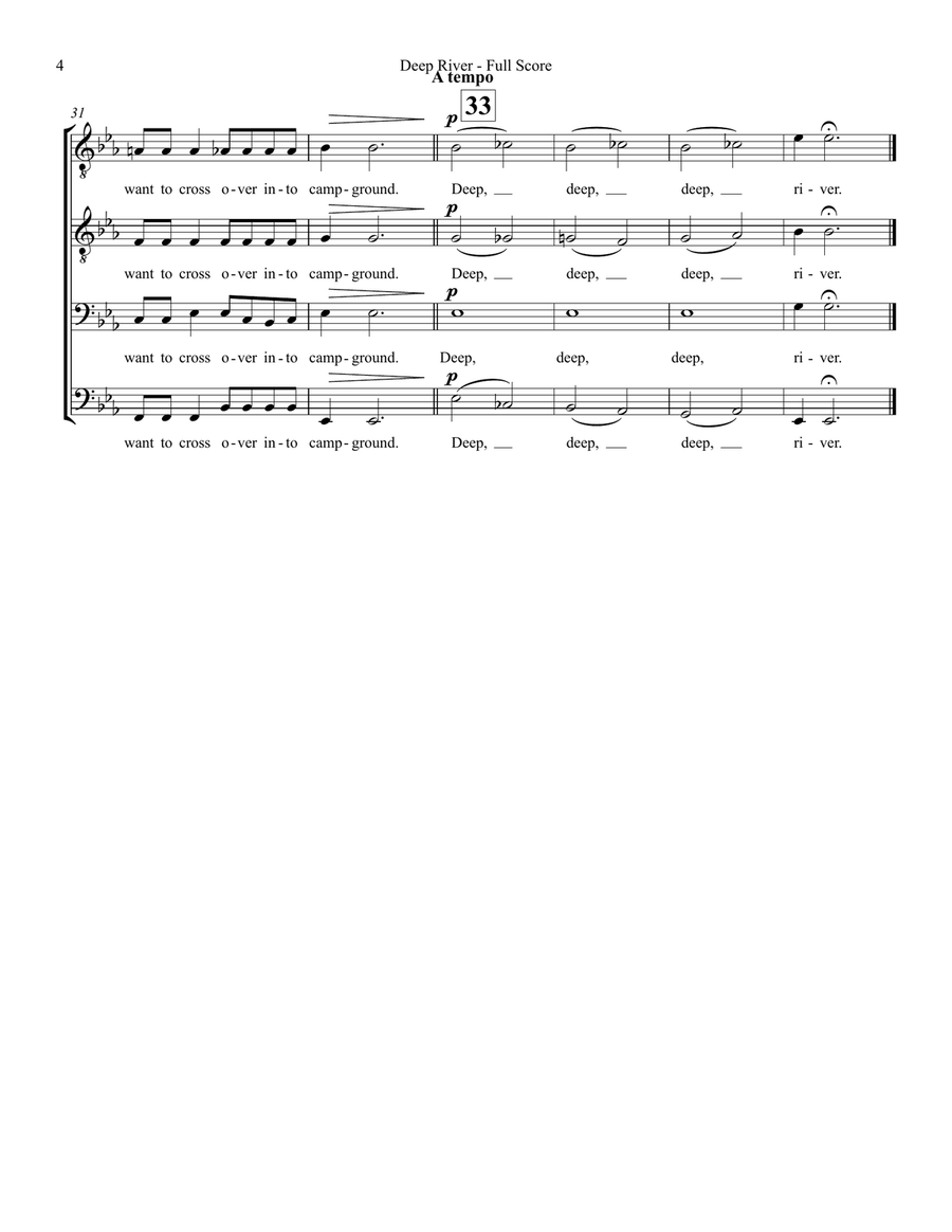 Deep River - TTBB Choir Deep River - TTBB Choir TTBB scores gallery preview page 4