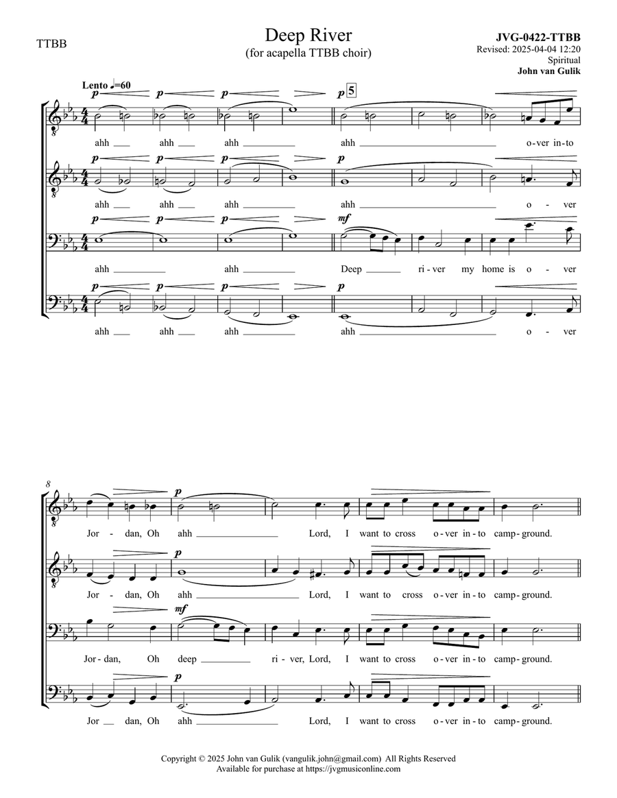 Deep River - TTBB Choir Deep River - TTBB Choir TTBB scores gallery preview page 6