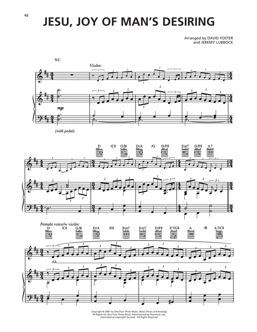 Jesu, Joy Of Man's Desiring Piano, Vocal, Guitar scores gallery preview page 1