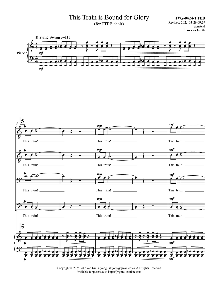This Train is Bound for Glory - TTBB Choir TTBB scores gallery preview page 2