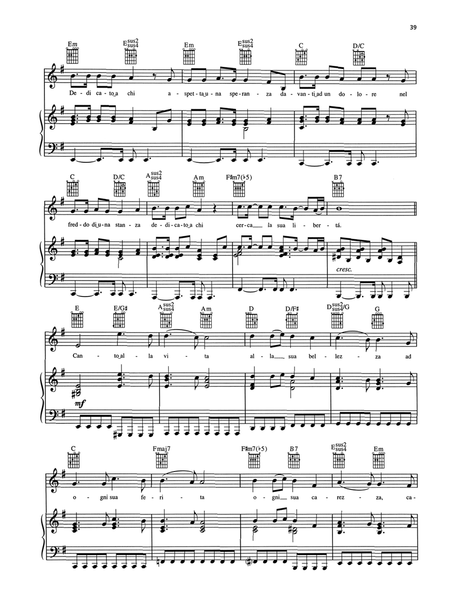 Canto Alla Vita Canto Alla Vita Piano, Vocal, Guitar scores gallery preview page 2