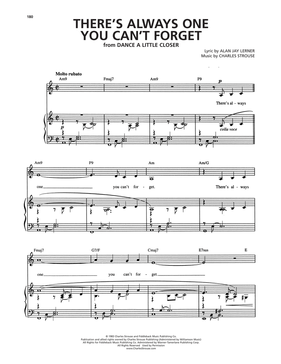 There's Always One You Can't Forget (from Dance A Little Closer) Voice scores gallery preview page 1