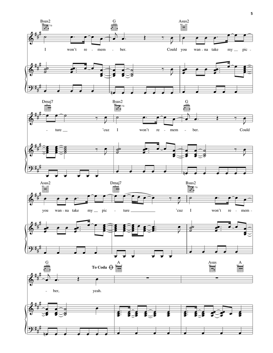 Take A Picture Take A Picture Piano, Vocal, Guitar scores gallery preview page 4