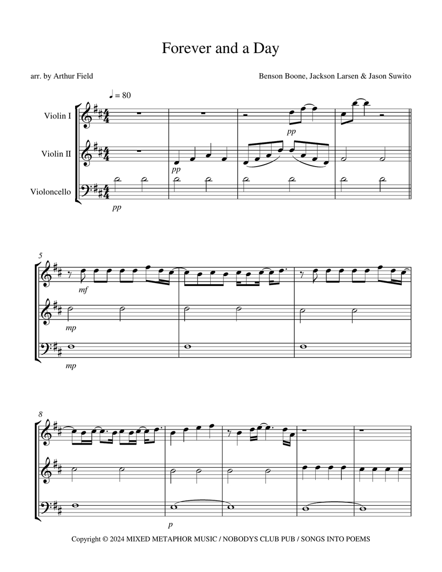 Forever And A Day String Trio scores gallery preview page 1