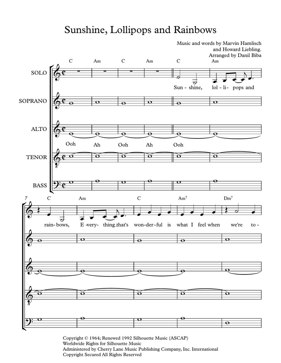 Sunshine, Lollipops And Rainbows Divisi scores gallery preview page 1