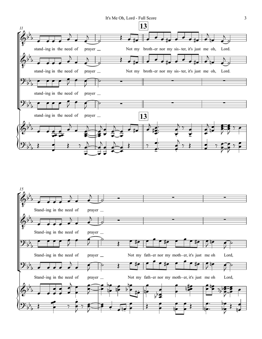 It's Me Oh Lord - TTBB Choir TTBB scores gallery preview page 3