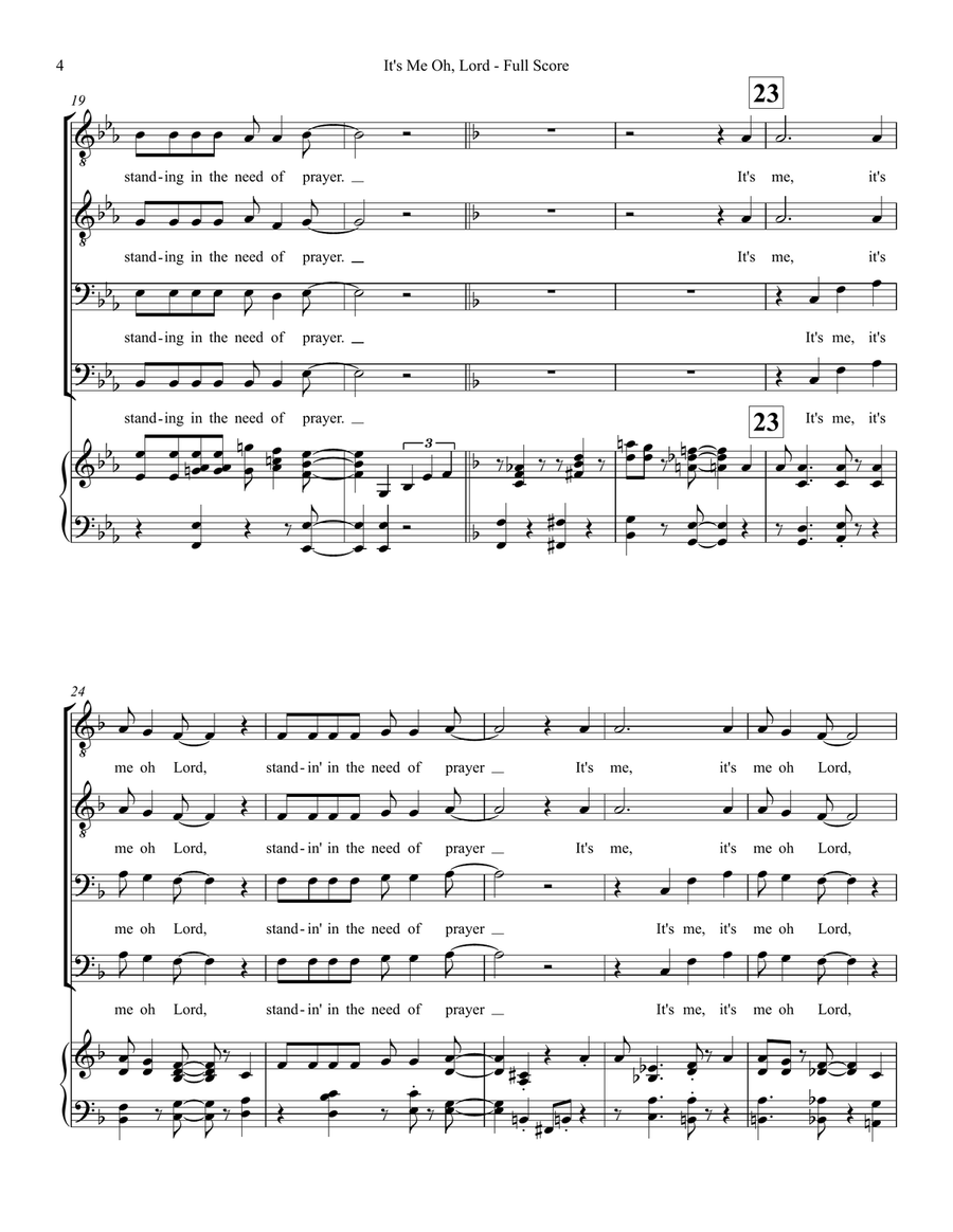 It's Me Oh Lord - TTBB Choir TTBB scores gallery preview page 4