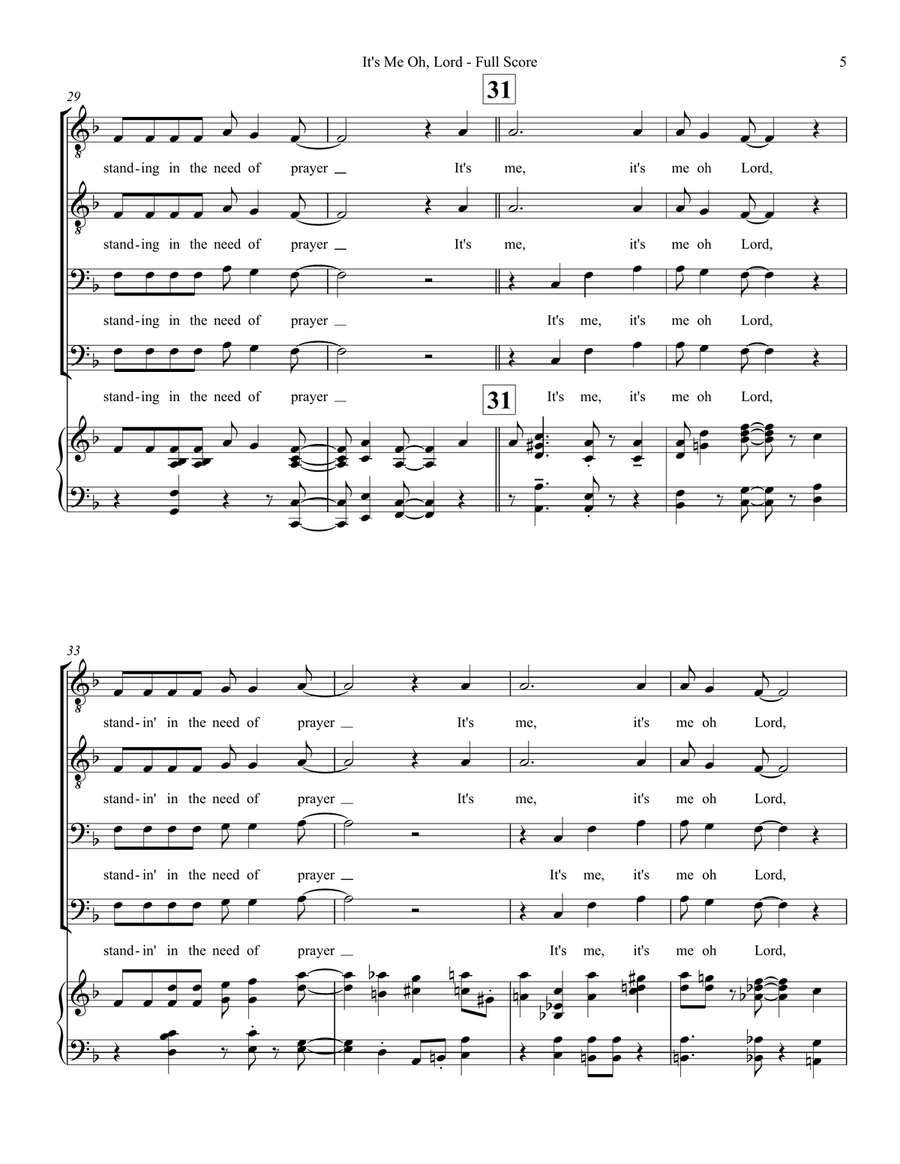 It's Me Oh Lord - TTBB Choir TTBB scores gallery preview page 5