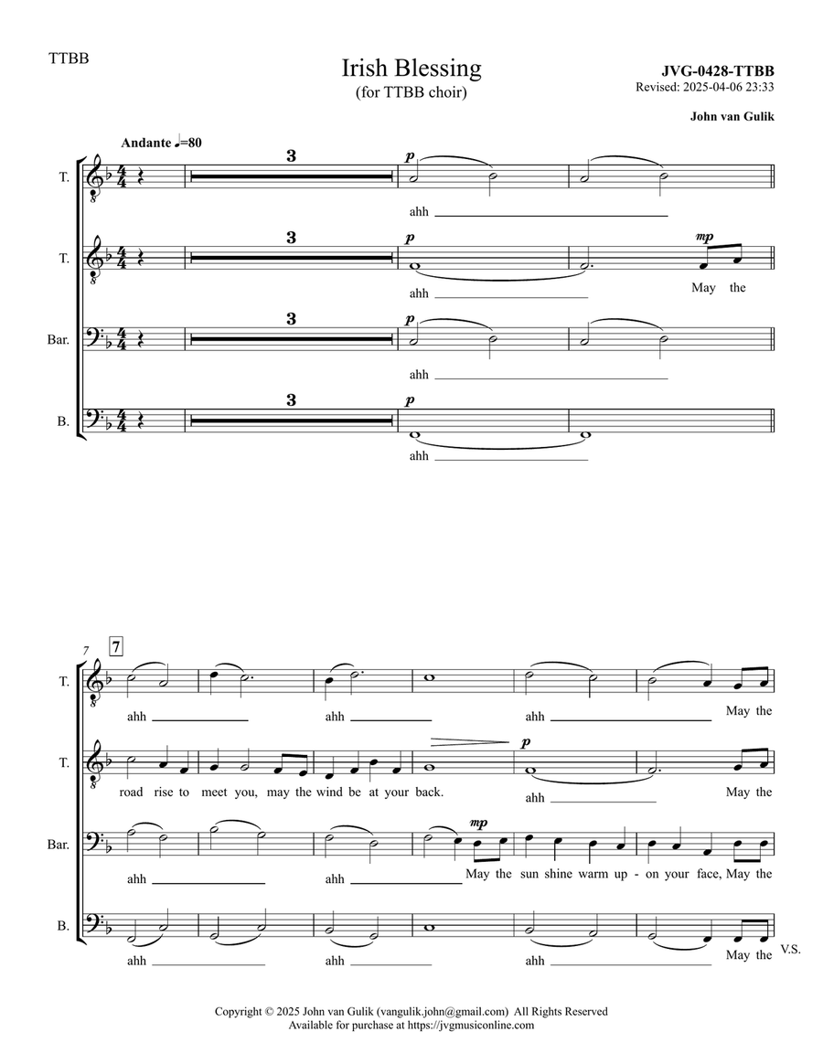 Irish Blessing - TTBB Choir TTBB scores gallery preview page 6