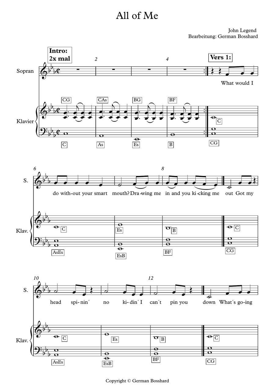 All Of Me All Of Me Piano, Vocal scores gallery preview page 1