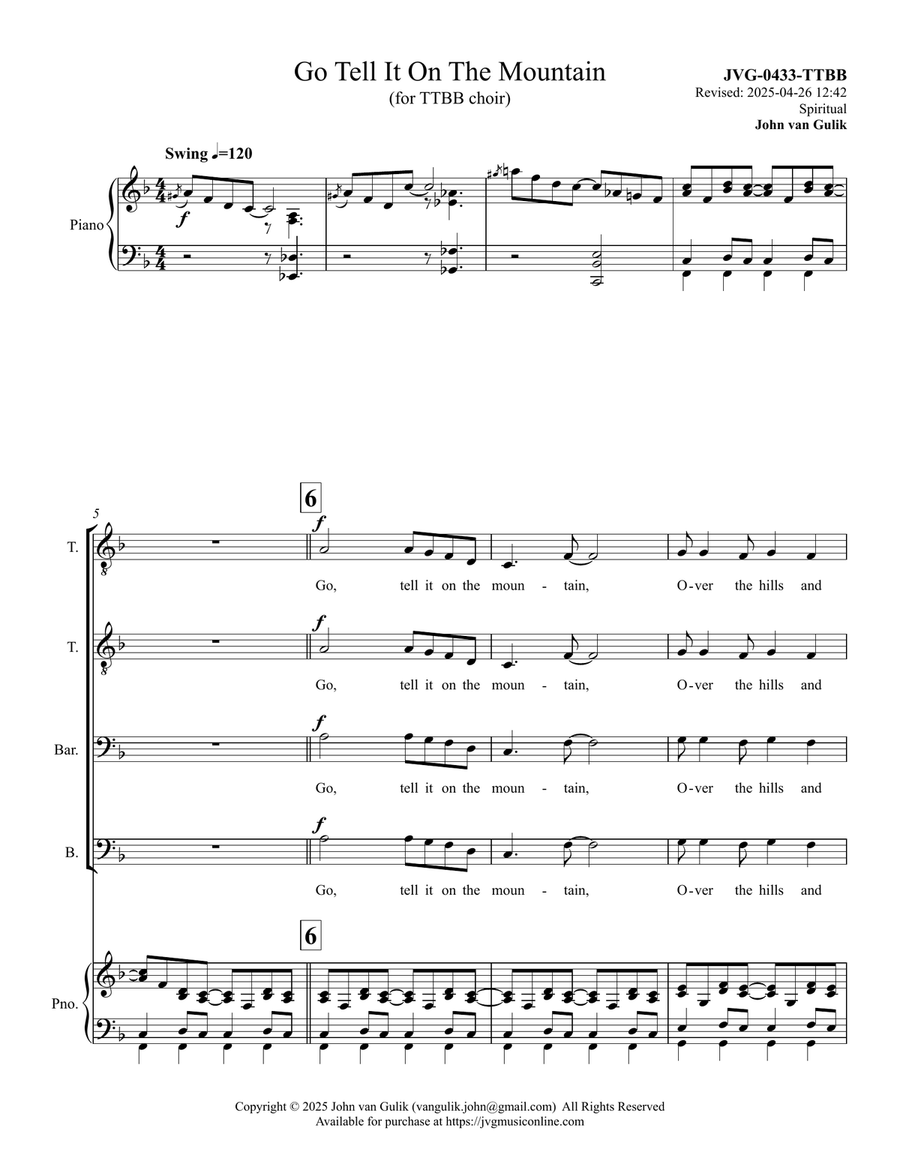 Go Tell It On The Mountain - TTBB Choir TTBB scores gallery preview page 2