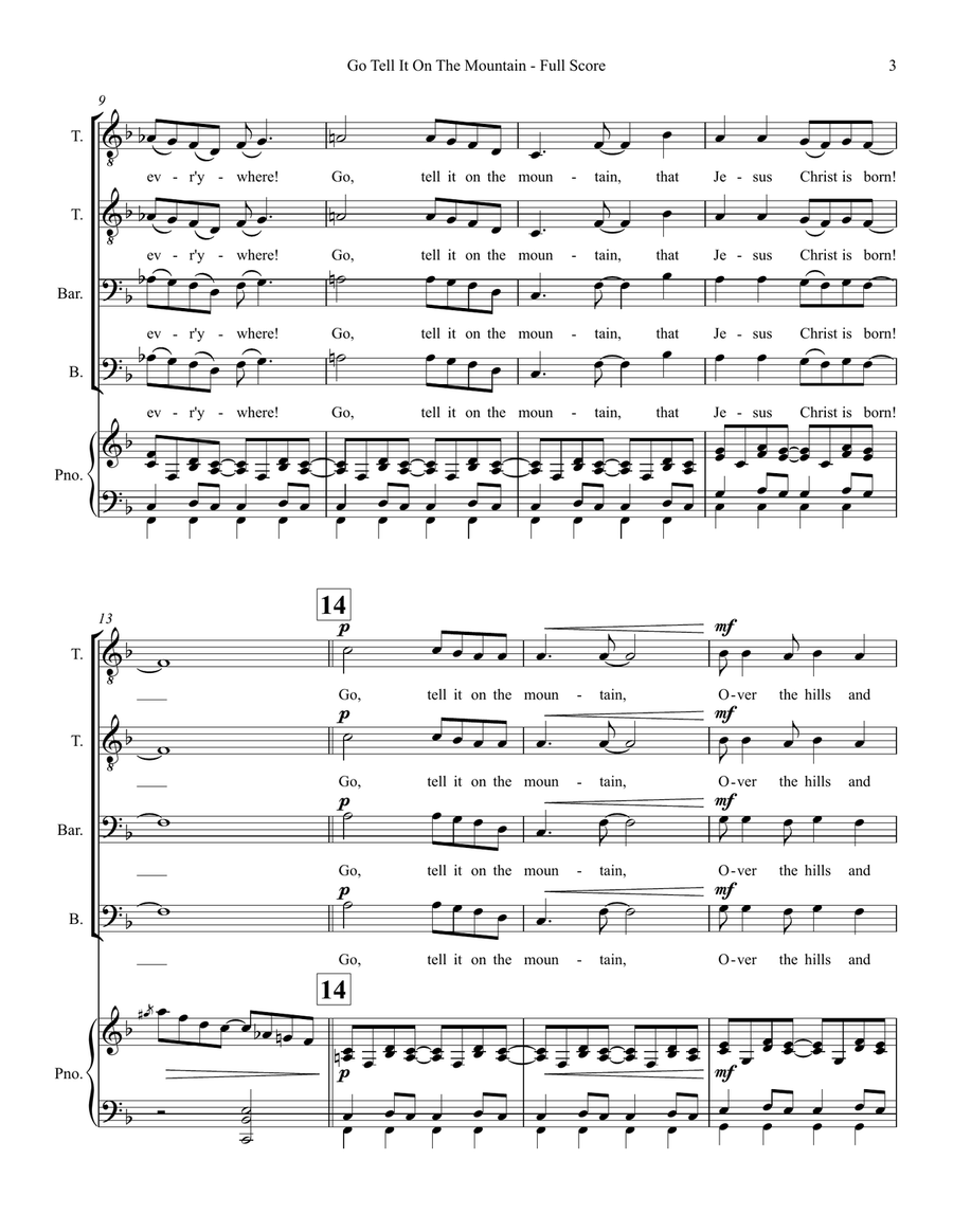 Go Tell It On The Mountain - TTBB Choir TTBB scores gallery preview page 3