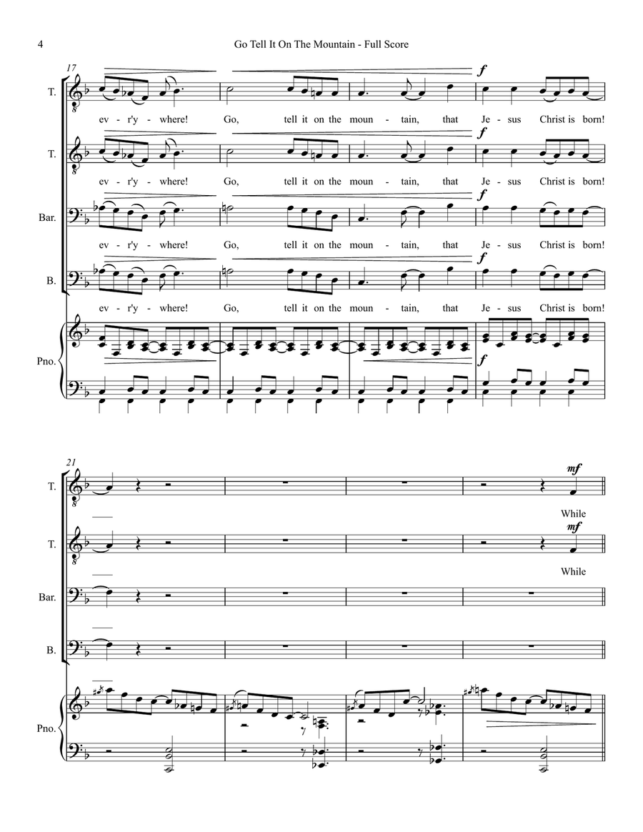 Go Tell It On The Mountain - TTBB Choir TTBB scores gallery preview page 4