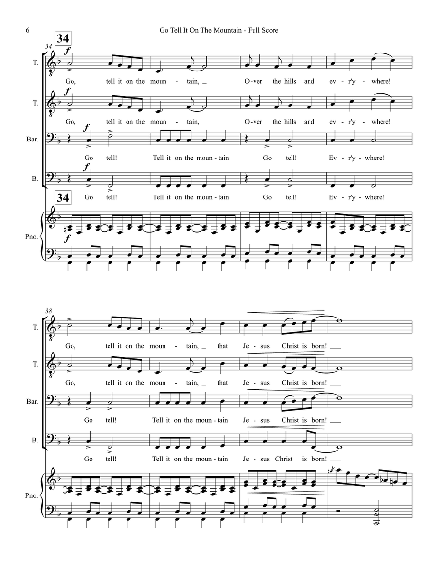 Go Tell It On The Mountain - TTBB Choir TTBB scores gallery preview page 6