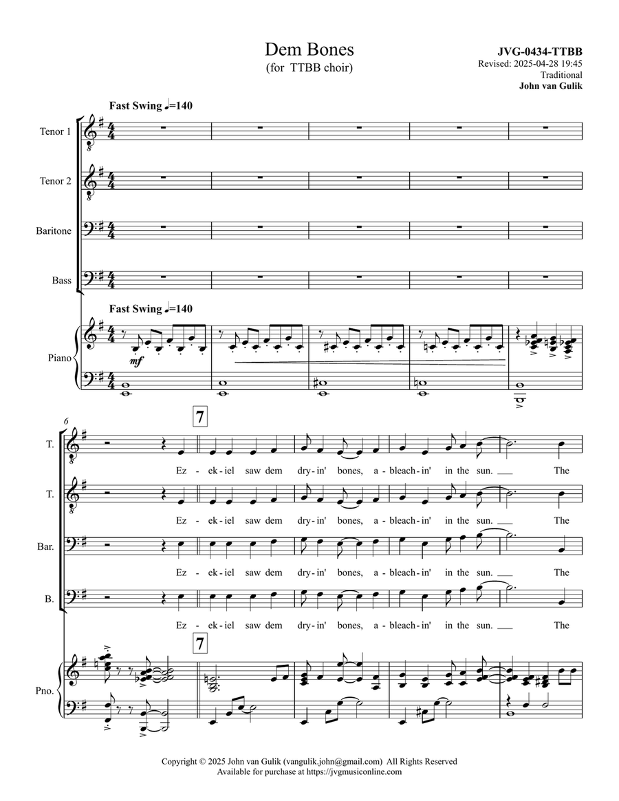 Dem Bones - TTBB Choir TTBB scores gallery preview page 2
