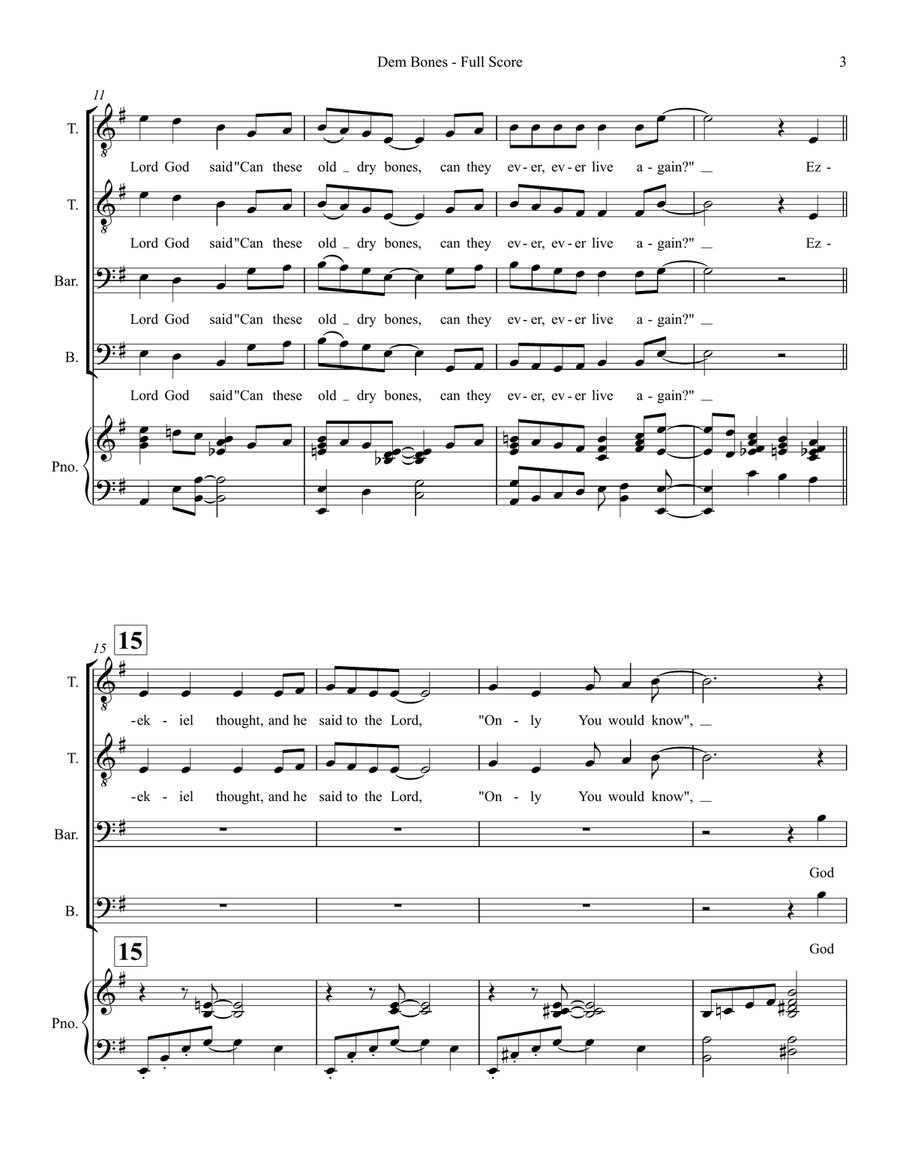 Dem Bones - TTBB Choir TTBB scores gallery preview page 3