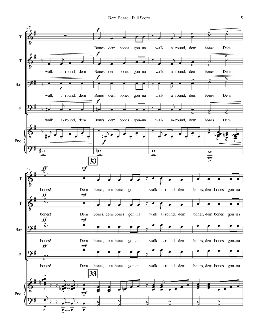 Dem Bones - TTBB Choir TTBB scores gallery preview page 5