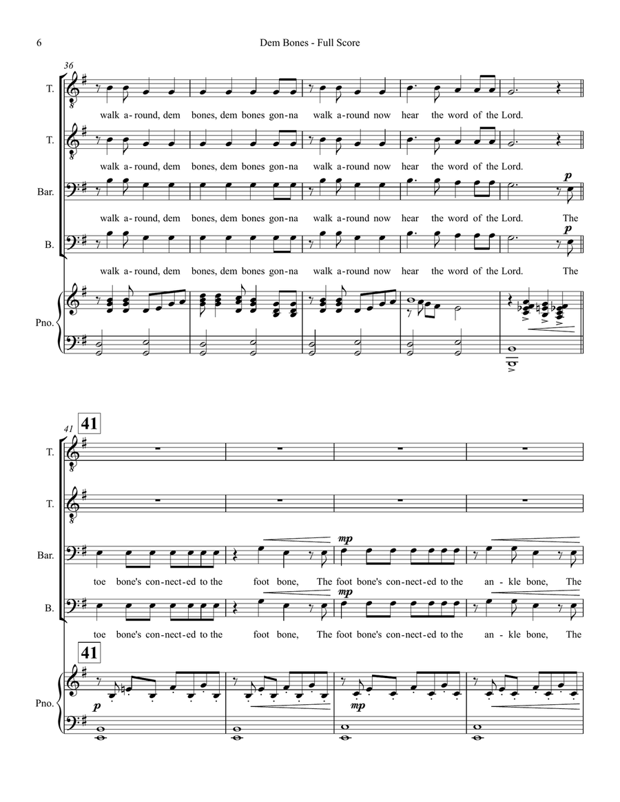 Dem Bones - TTBB Choir TTBB scores gallery preview page 6