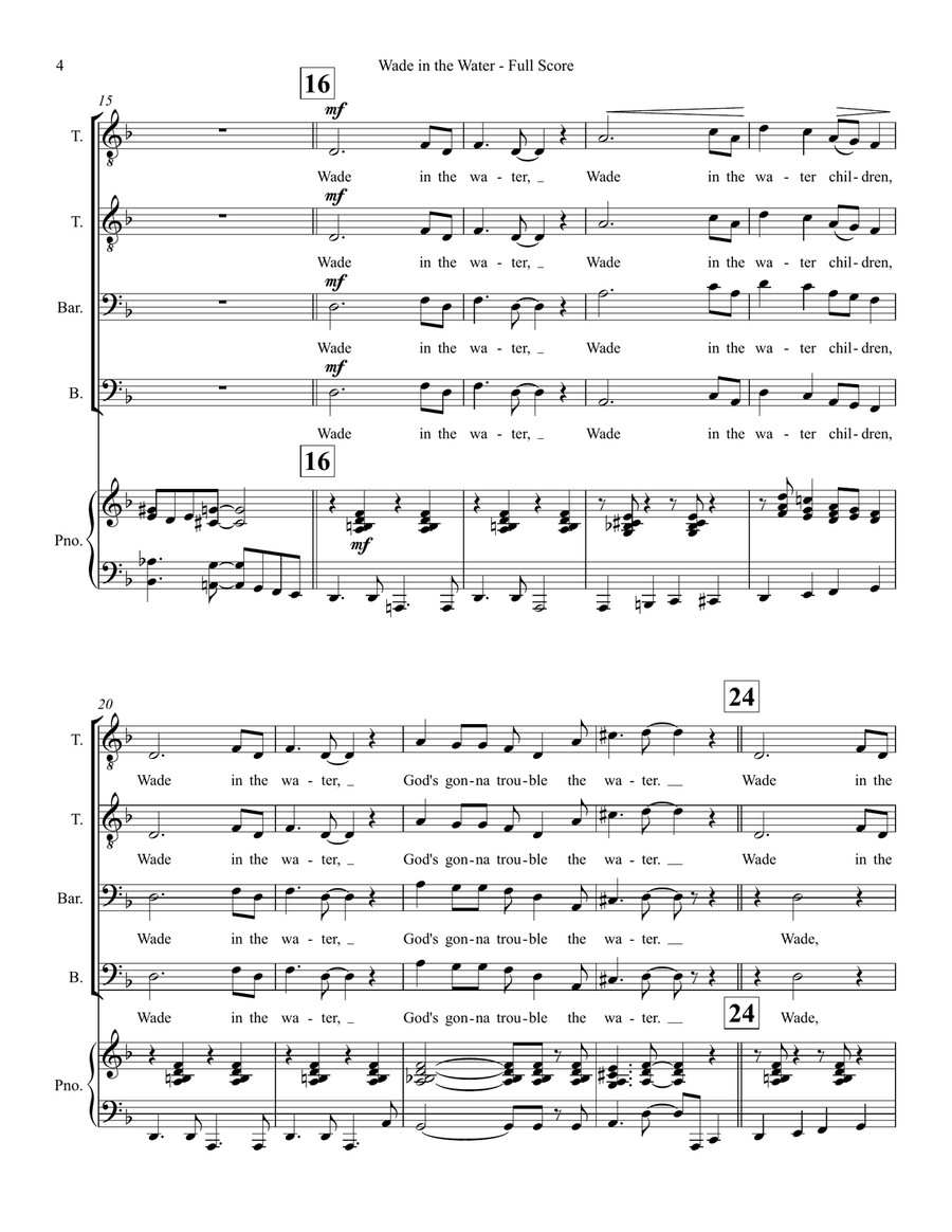 Wade in the Water - TTBB Choir TTBB scores gallery preview page 4